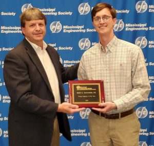 Keith Purvis presents Reid Haygood with Young Engineer of the Year Award